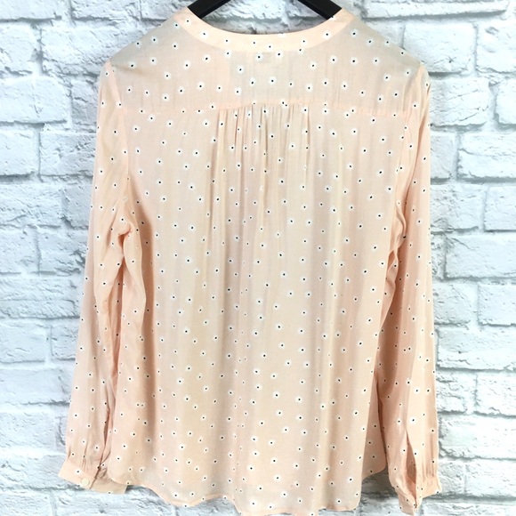 LOFT Pink Floral Long Sleeve Button Blouse Size L - Picture 2 of 4